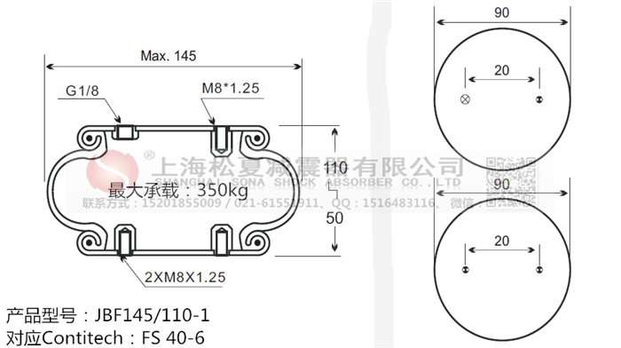 JBF145/110-1橡膠<a href='http://www.shimaoquan.com/' target='_blank'><u>空氣彈簧</u></a>