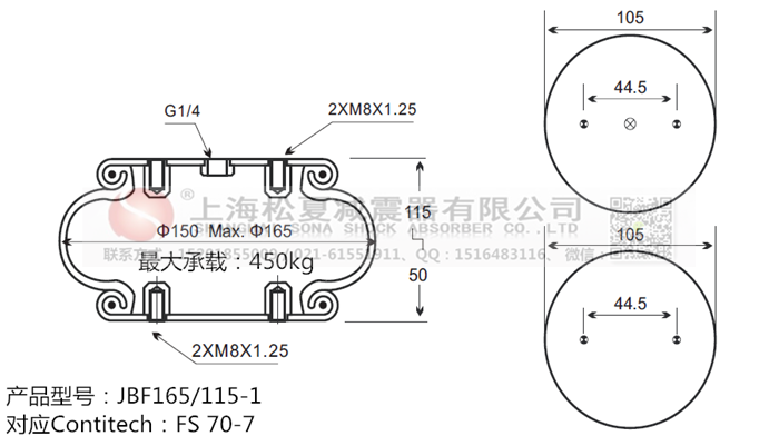 JBF165/115-1橡膠<a href='http://www.shimaoquan.com/' target='_blank'><u>空氣彈簧</u></a>