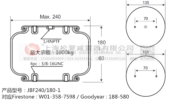 JBF240-180-1橡膠<a href='http://www.shimaoquan.com/' target='_blank'><u>空氣彈簧</u></a>