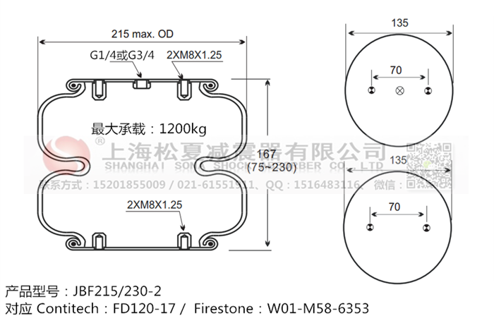 JBF215/230-2橡膠<a href='http://www.shimaoquan.com/' target='_blank'><u>空氣彈簧</u></a>