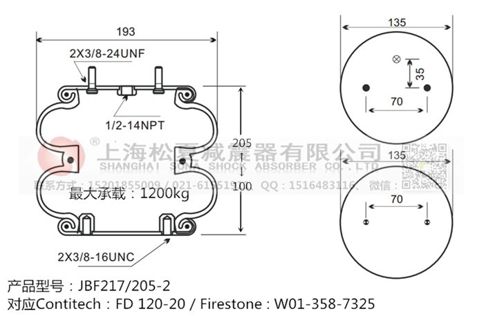 JBF217/205-2橡膠<a href='http://www.shimaoquan.com/' target='_blank'><u>空氣彈簧</u></a>