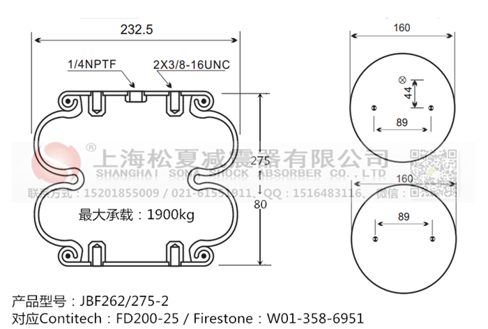 JBF262/275-2橡膠<a href='http://www.shimaoquan.com/' target='_blank'><u>空氣彈簧</u></a>