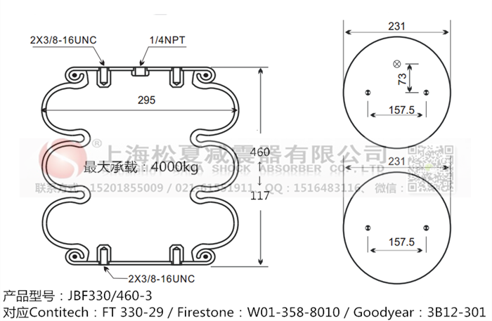 JBF330/460-3橡膠<a href='http://www.shimaoquan.com/' target='_blank'><u>空氣彈簧</u></a>