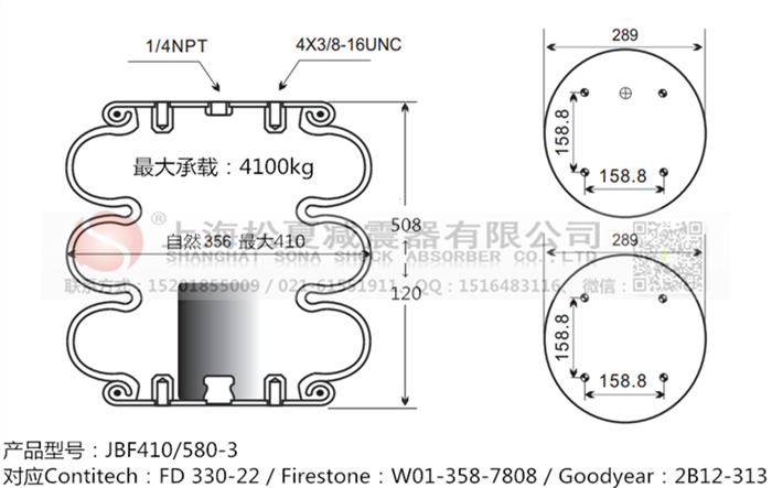 JBF410/580-3橡膠<a href='http://www.shimaoquan.com/' target='_blank'><u>空氣彈簧</u></a>